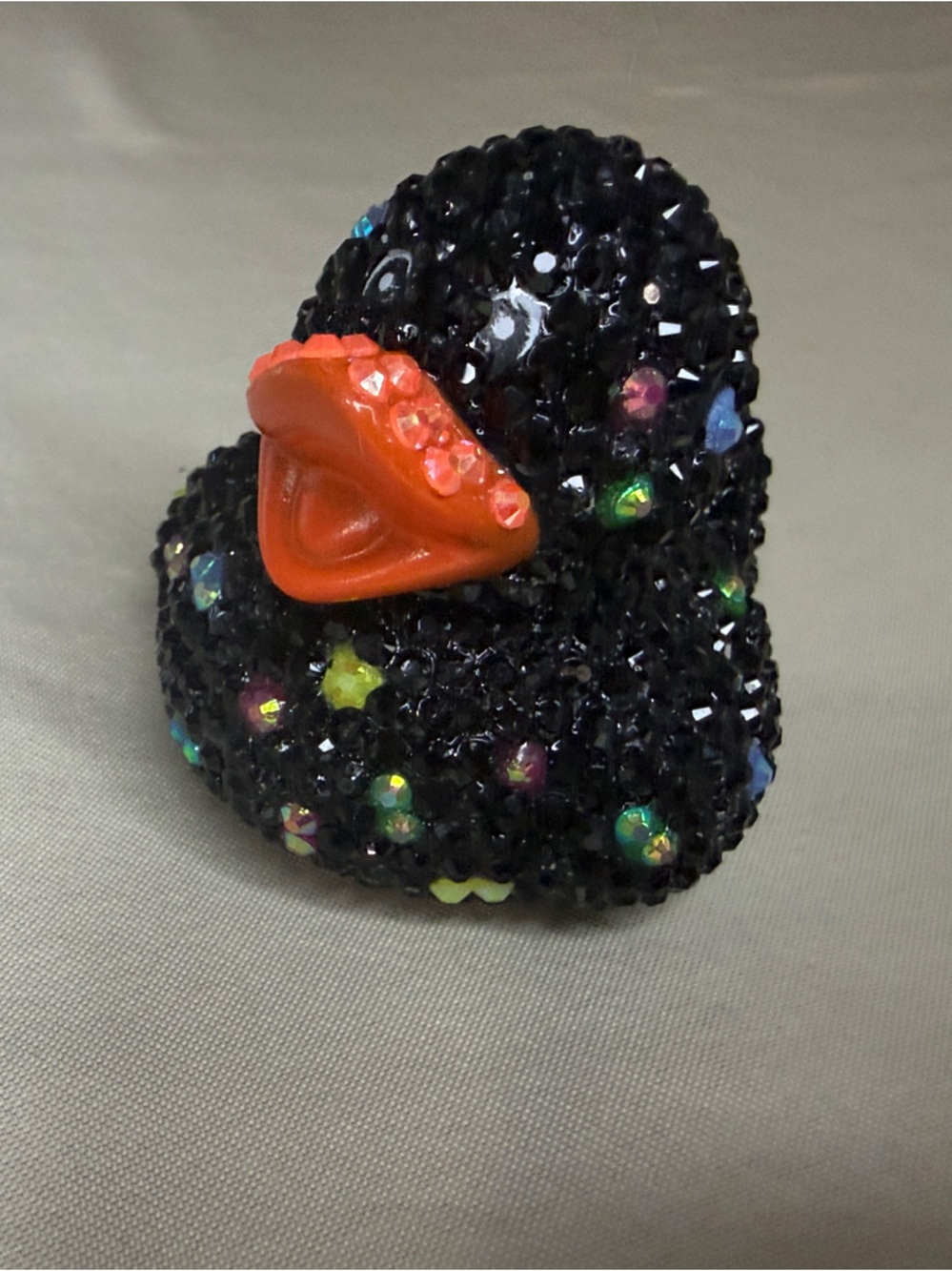 Black Sparkle bedazzled rubber duck - for jeep, swim, gifts